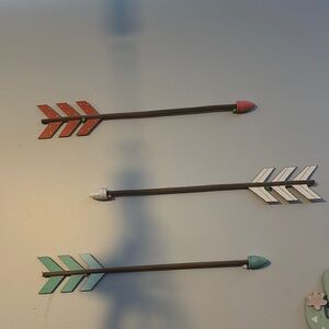 Decorative Arrow Wall Art Set - Red, White, and Teal